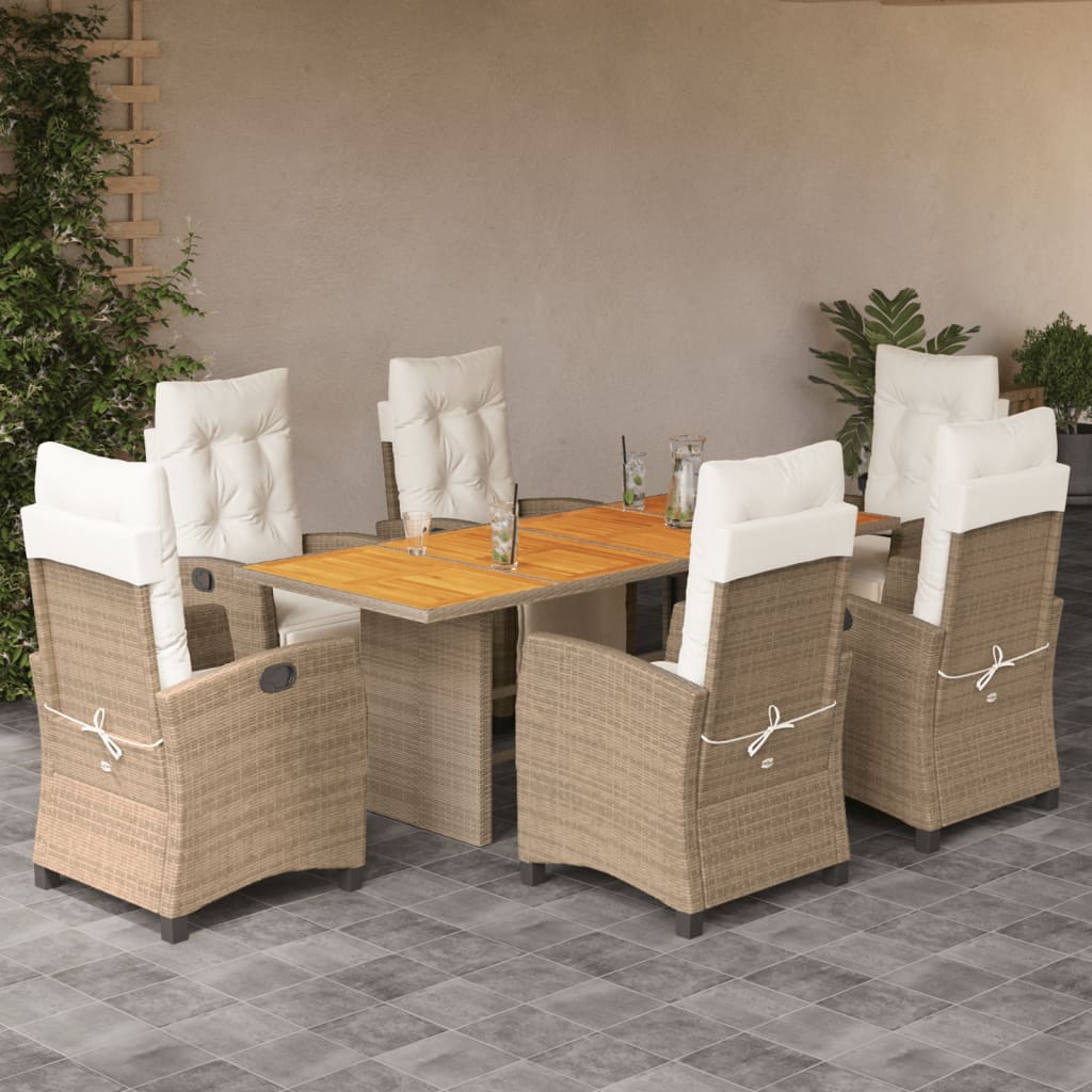 7-delige Tuinset met kussens poly rattan gemengd beige is nu te koop bij PeponiXL, paradijselijk wonen!