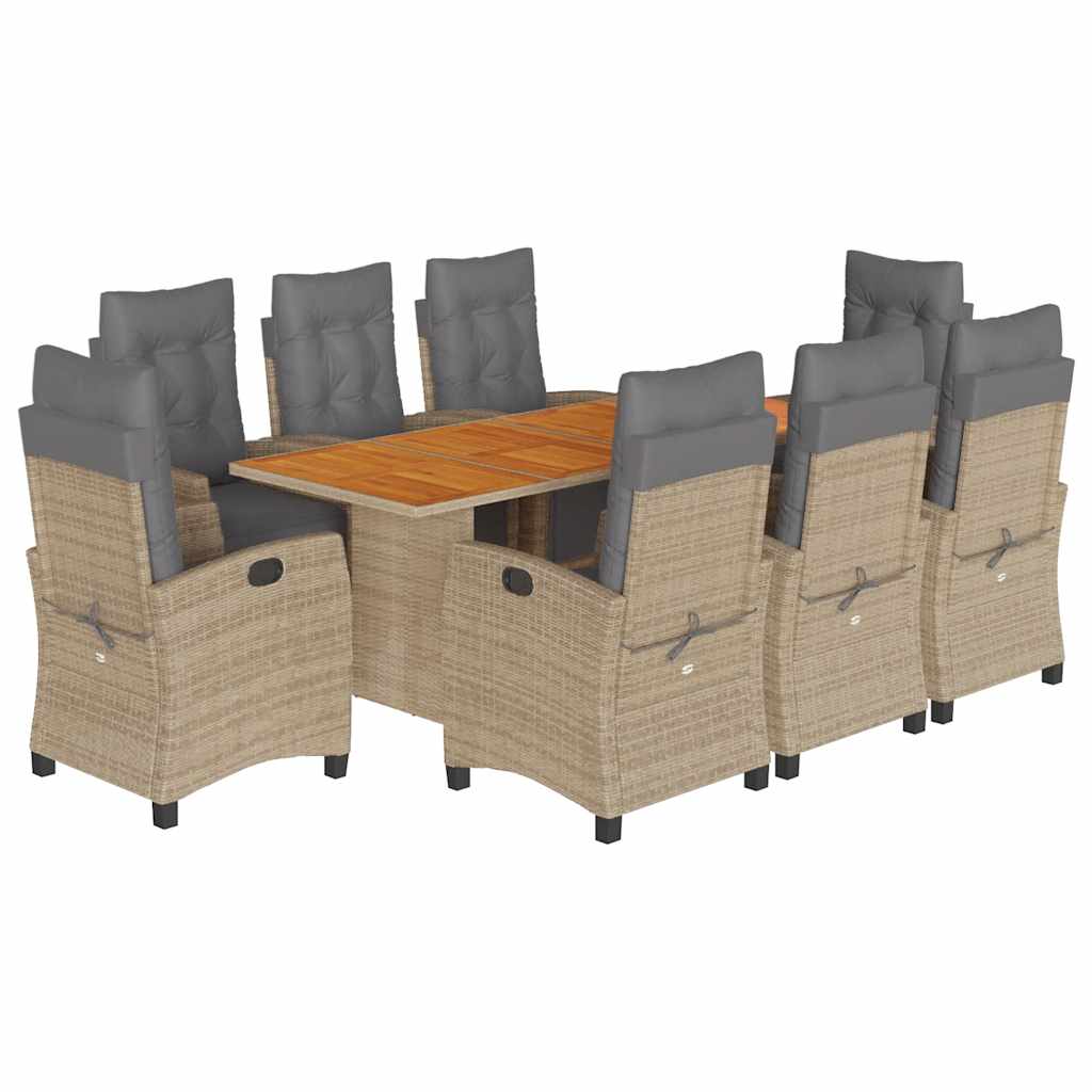 9-delige Tuinset met kussens poly rattan gemengd beige is nu te koop bij PeponiXL, paradijselijk wonen!