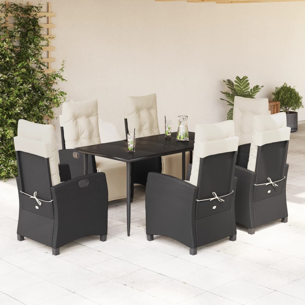 7-delige Tuinset met kussens poly rattan zwart is nu te koop bij PeponiXL, paradijselijk wonen!
