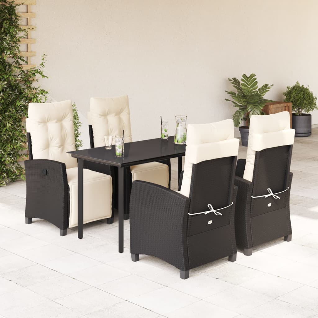5-delige Tuinset met kussens poly rattan zwart is nu te koop bij PeponiXL, paradijselijk wonen!