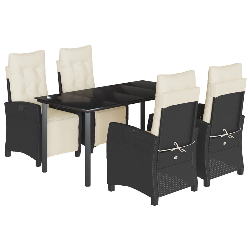 5-delige Tuinset met kussens poly rattan zwart is nu te koop bij PeponiXL, paradijselijk wonen!