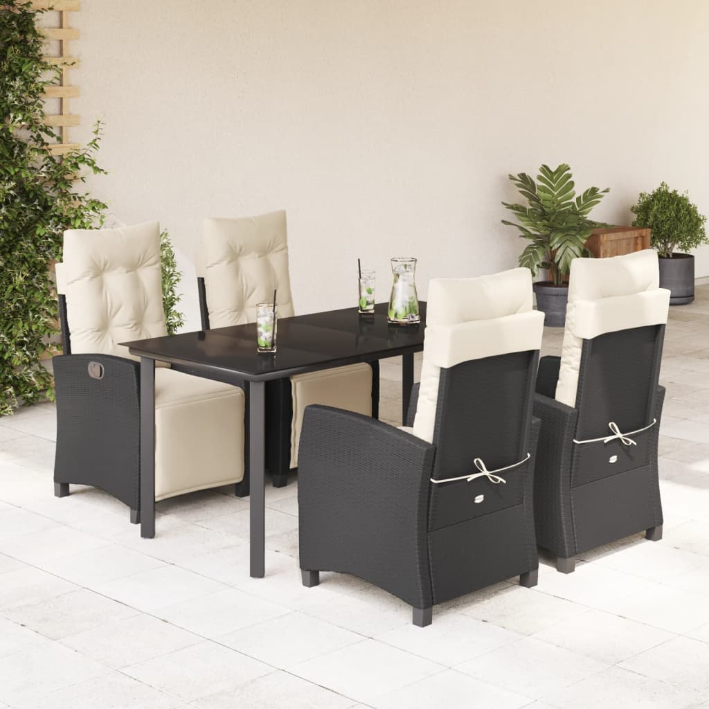 5-delige Tuinset met kussens poly rattan zwart is nu te koop bij PeponiXL, paradijselijk wonen!