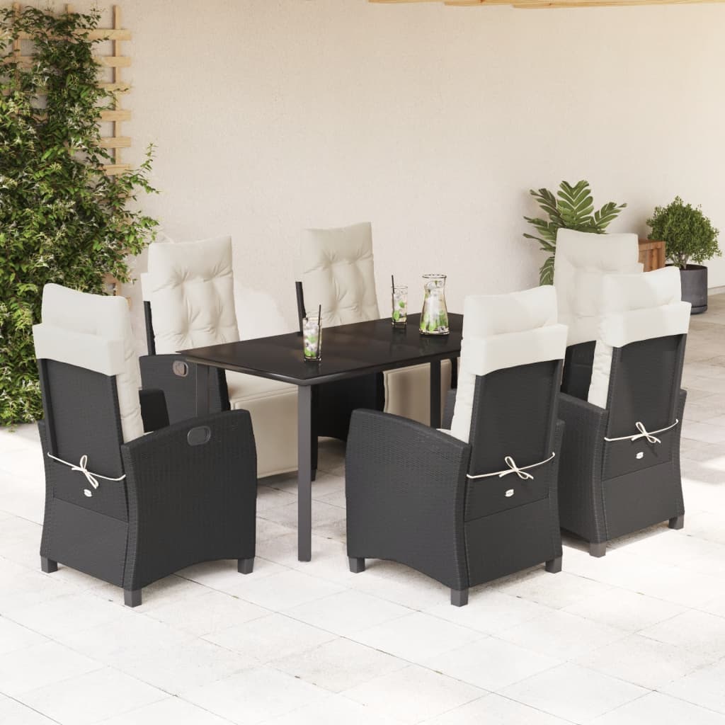 7-delige Tuinset met kussens poly rattan zwart is nu te koop bij PeponiXL, paradijselijk wonen!