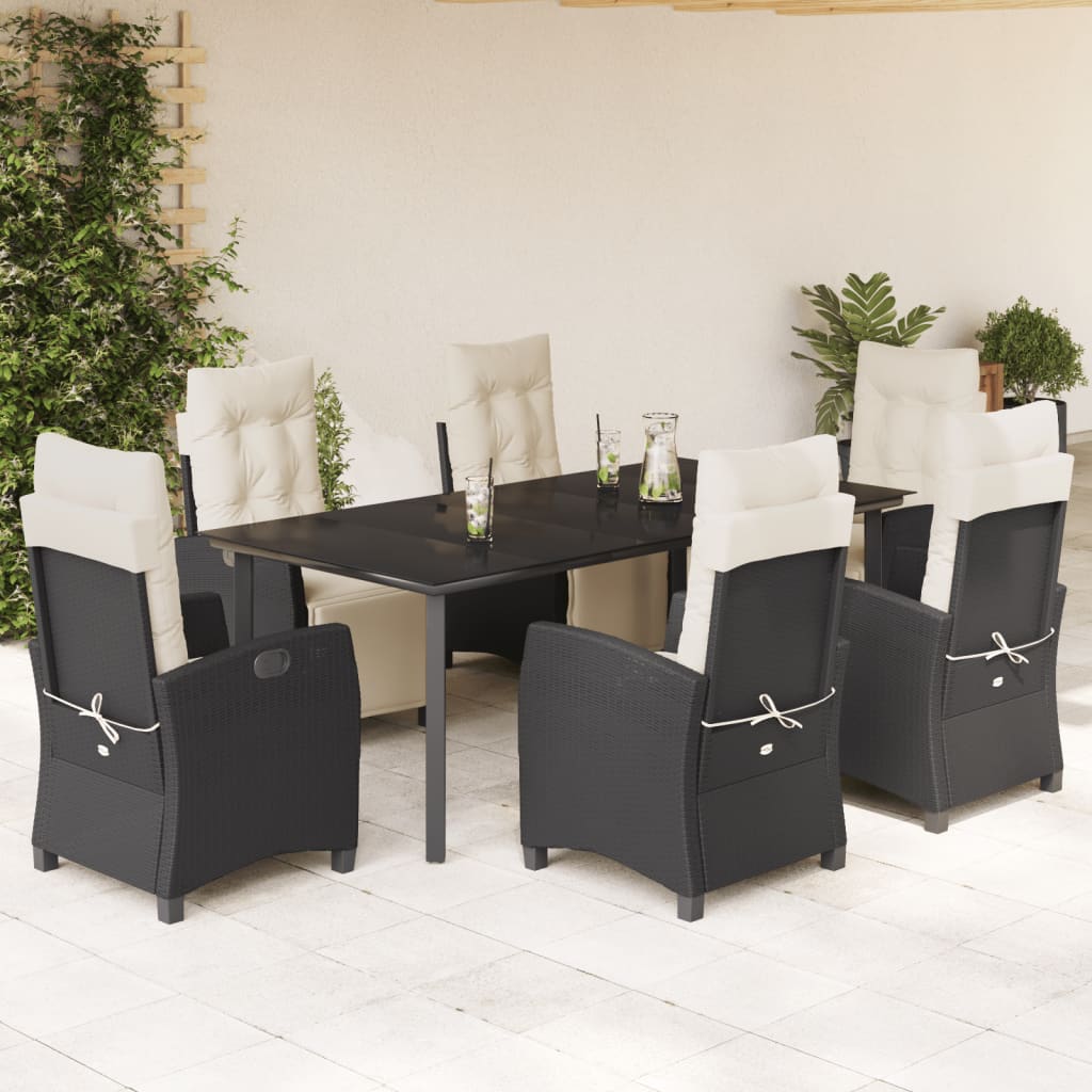 7-delige Tuinset met kussens poly rattan zwart is nu te koop bij PeponiXL, paradijselijk wonen!