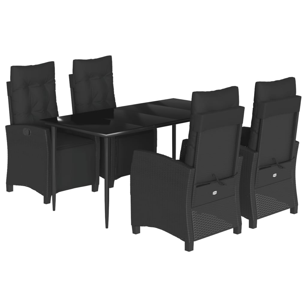 5-delige Tuinset met kussens poly rattan zwart is nu te koop bij PeponiXL, paradijselijk wonen!