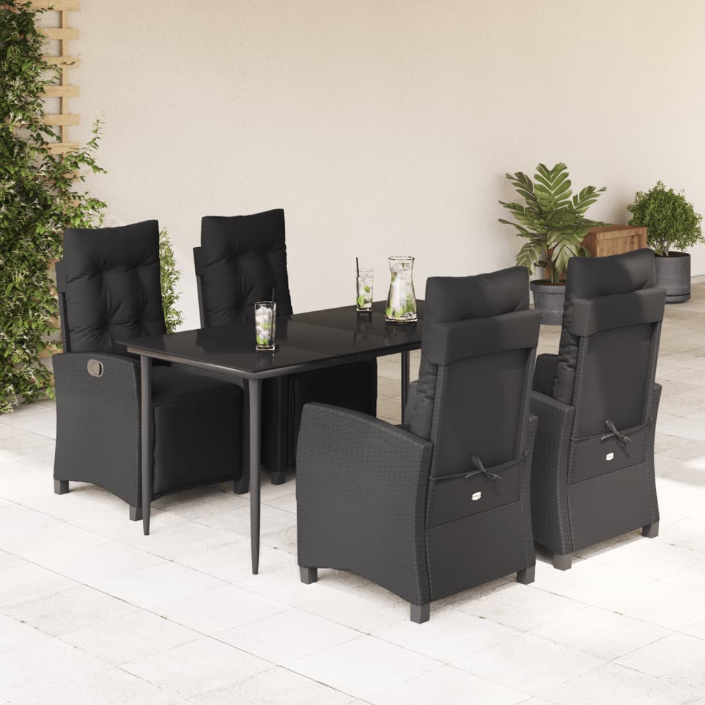 5-delige Tuinset met kussens poly rattan zwart is nu te koop bij PeponiXL, paradijselijk wonen!