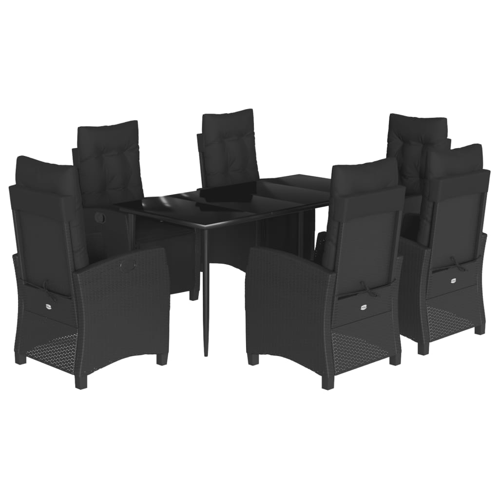 7-delige Tuinset met kussens poly rattan zwart is nu te koop bij PeponiXL, paradijselijk wonen!