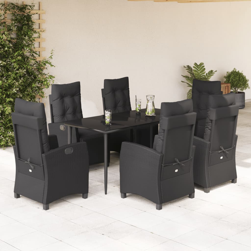 7-delige Tuinset met kussens poly rattan zwart is nu te koop bij PeponiXL, paradijselijk wonen!