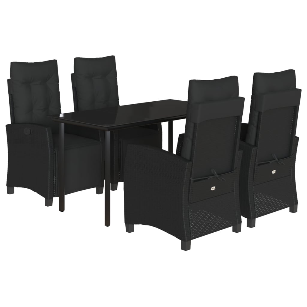 5-delige Tuinset met kussens poly rattan zwart is nu te koop bij PeponiXL, paradijselijk wonen!