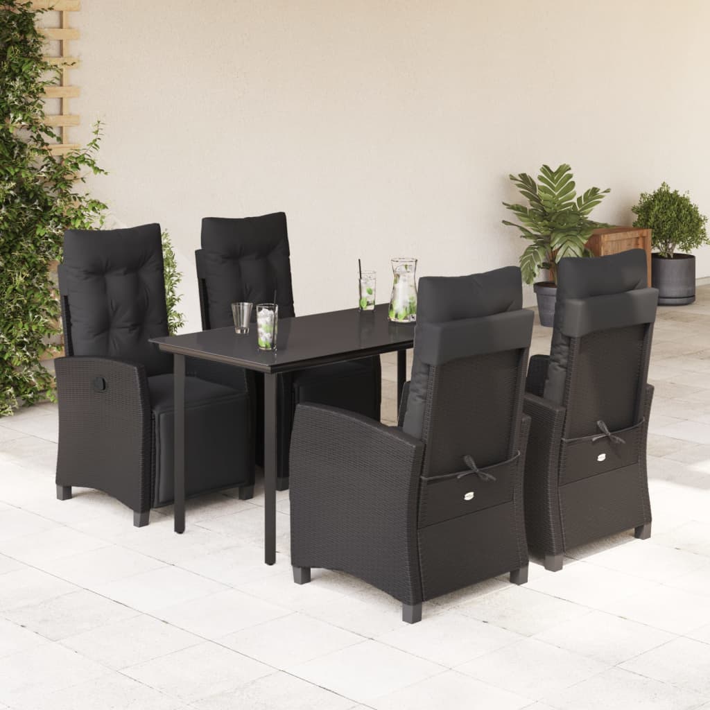 5-delige Tuinset met kussens poly rattan zwart is nu te koop bij PeponiXL, paradijselijk wonen!