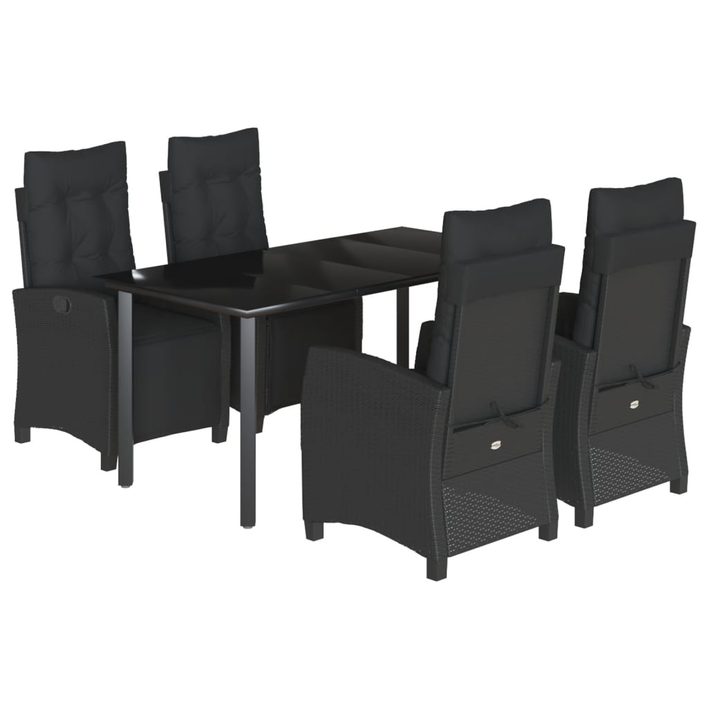 5-delige Tuinset met kussens poly rattan zwart is nu te koop bij PeponiXL, paradijselijk wonen!