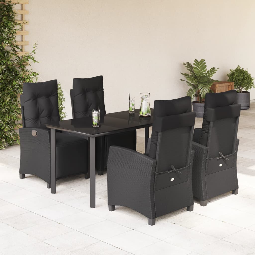 5-delige Tuinset met kussens poly rattan zwart is nu te koop bij PeponiXL, paradijselijk wonen!