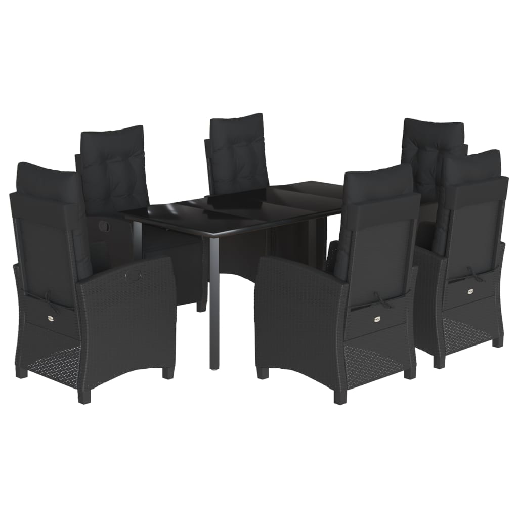 7-delige Tuinset met kussens poly rattan zwart is nu te koop bij PeponiXL, paradijselijk wonen!