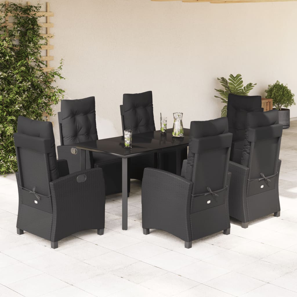 7-delige Tuinset met kussens poly rattan zwart is nu te koop bij PeponiXL, paradijselijk wonen!
