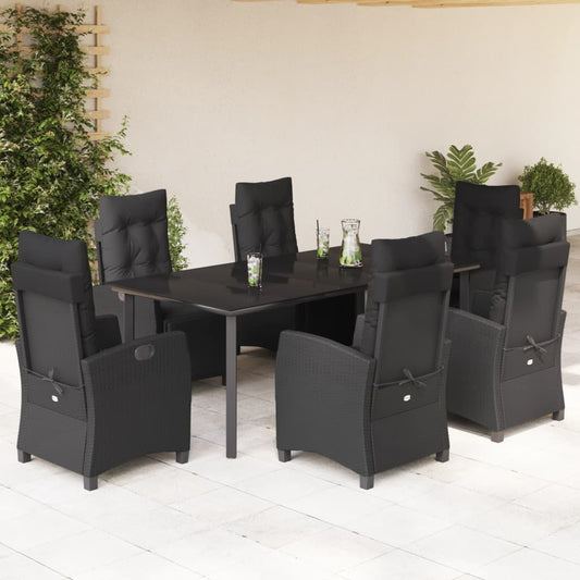 7-delige Tuinset met kussens poly rattan zwart is nu te koop bij PeponiXL, paradijselijk wonen!