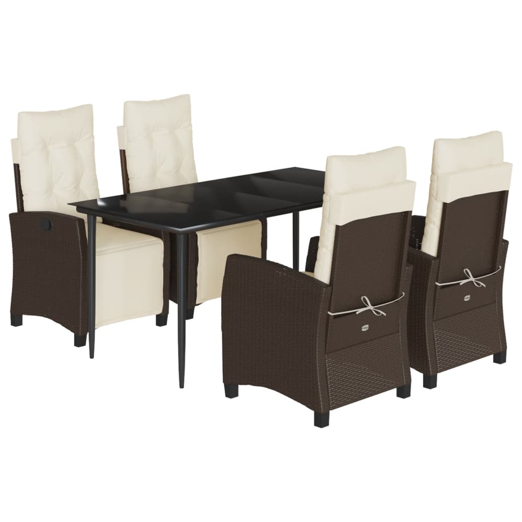 5-delige Tuinset met kussens poly rattan bruin is nu te koop bij PeponiXL, paradijselijk wonen!