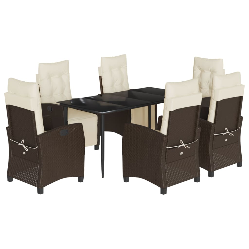7-delige Tuinset met kussens poly rattan bruin is nu te koop bij PeponiXL, paradijselijk wonen!