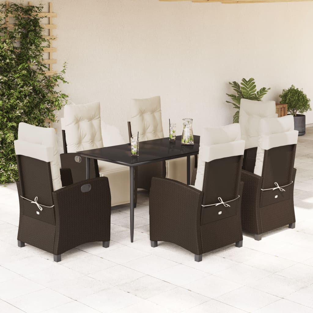 7-delige Tuinset met kussens poly rattan bruin is nu te koop bij PeponiXL, paradijselijk wonen!
