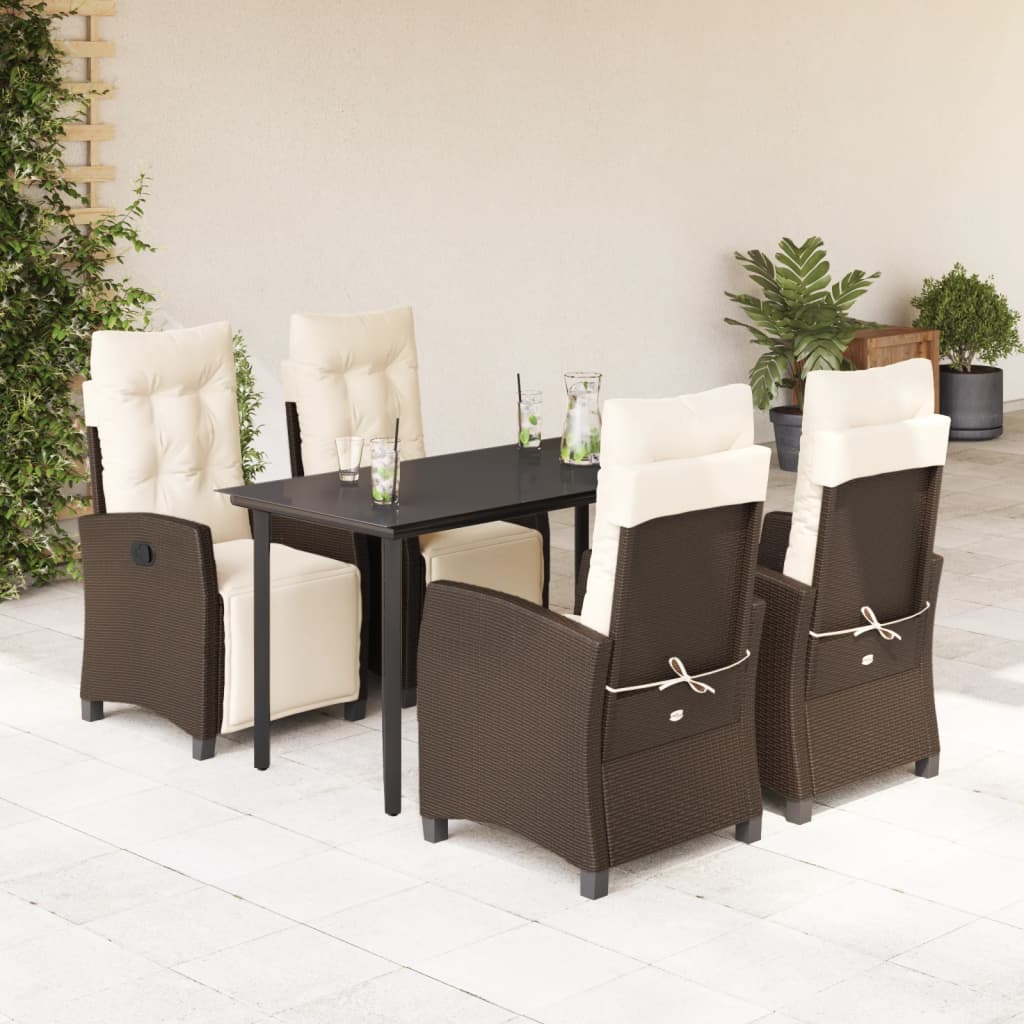 5-delige Tuinset met kussens poly rattan bruin is nu te koop bij PeponiXL, paradijselijk wonen!