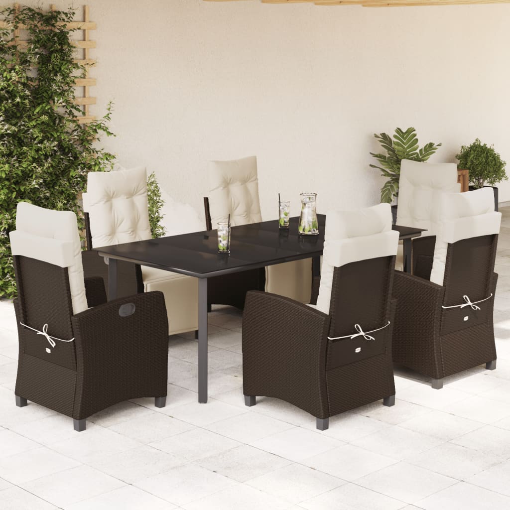 7-delige Tuinset met kussens poly rattan bruin is nu te koop bij PeponiXL, paradijselijk wonen!