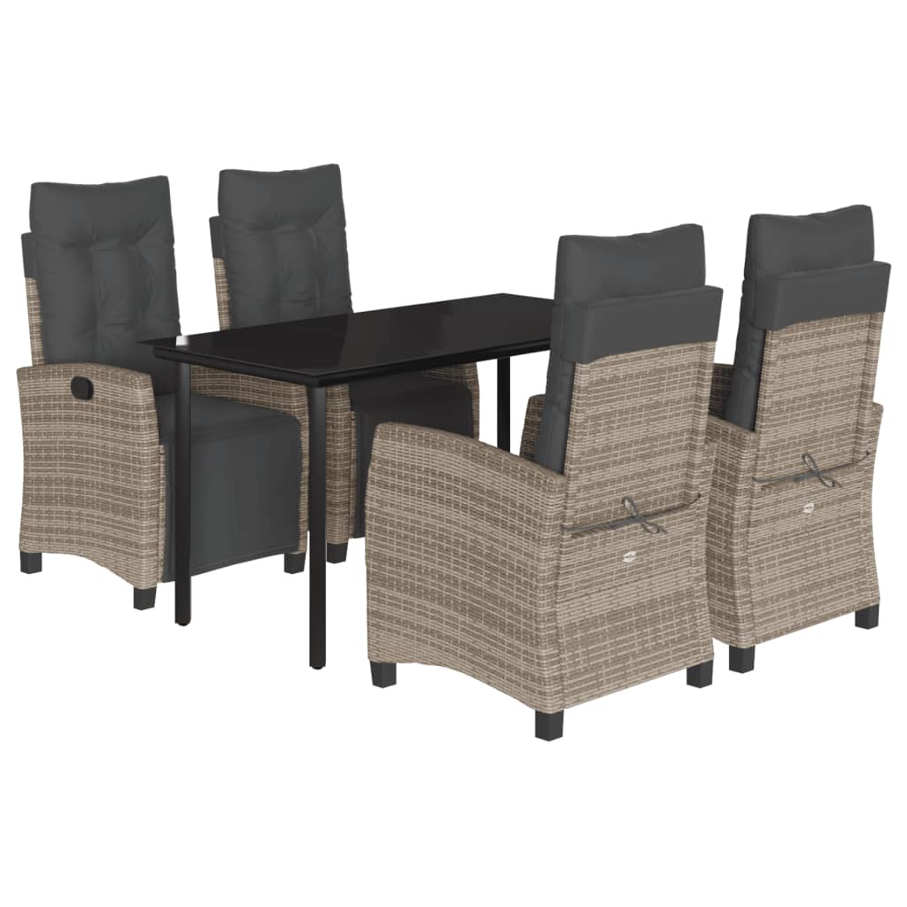 5-delige Tuinset met kussens poly rattan grijs is nu te koop bij PeponiXL, paradijselijk wonen!