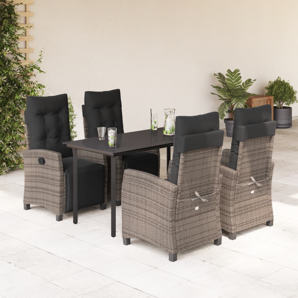 5-delige Tuinset met kussens poly rattan grijs is nu te koop bij PeponiXL, paradijselijk wonen!