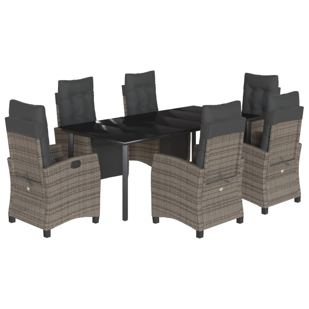 7-delige Tuinset met kussens poly rattan grijs is nu te koop bij PeponiXL, paradijselijk wonen!