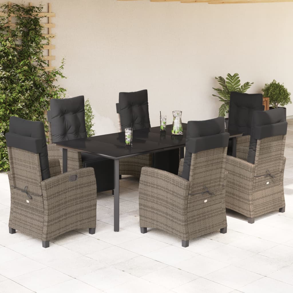 7-delige Tuinset met kussens poly rattan grijs is nu te koop bij PeponiXL, paradijselijk wonen!