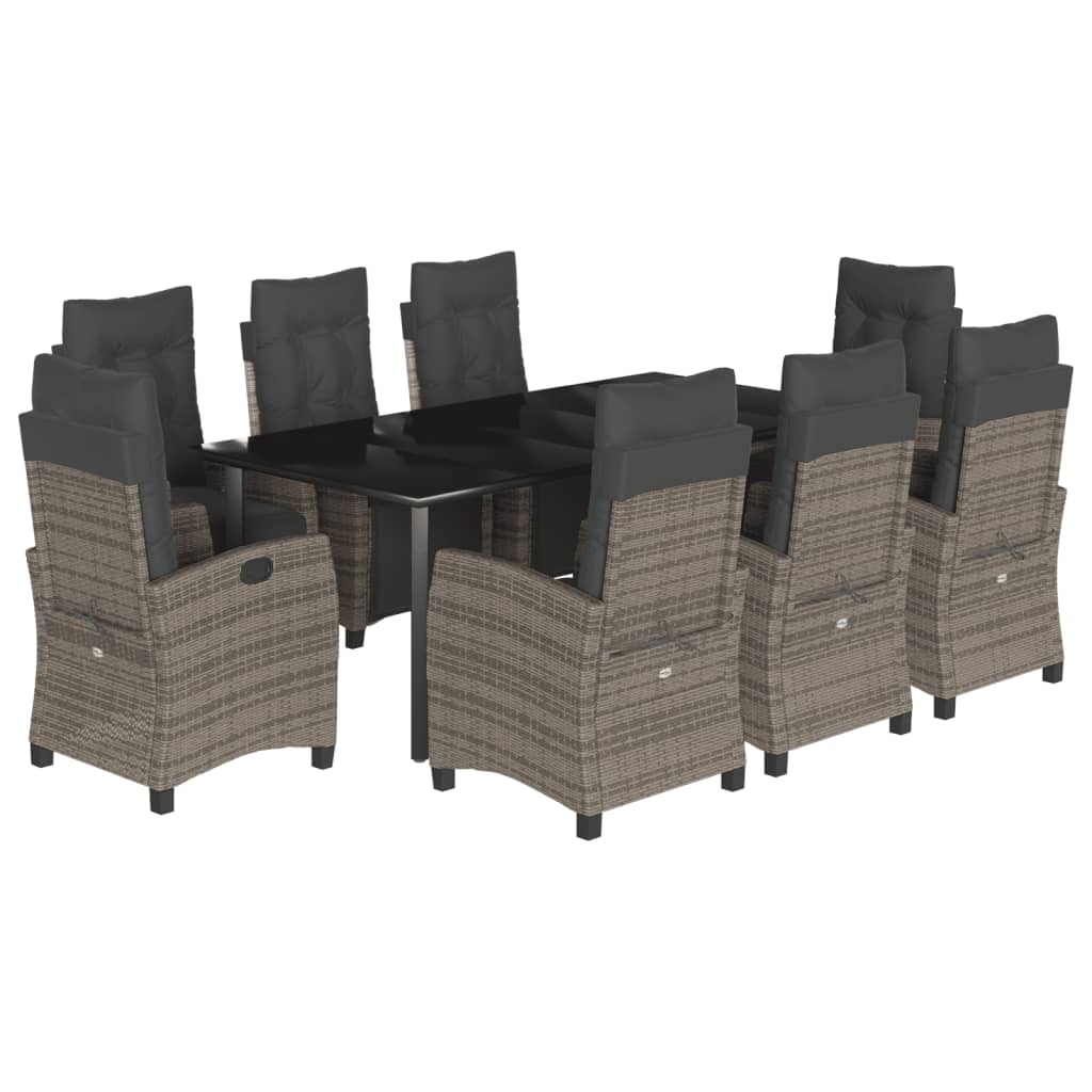 9-delige Tuinset met kussens poly rattan grijs is nu te koop bij PeponiXL, paradijselijk wonen!