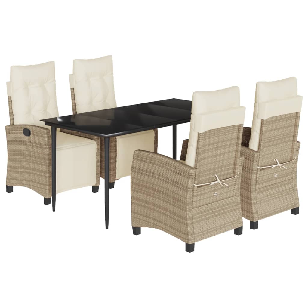 5-delige Tuinset met kussens poly rattan beige is nu te koop bij PeponiXL, paradijselijk wonen!