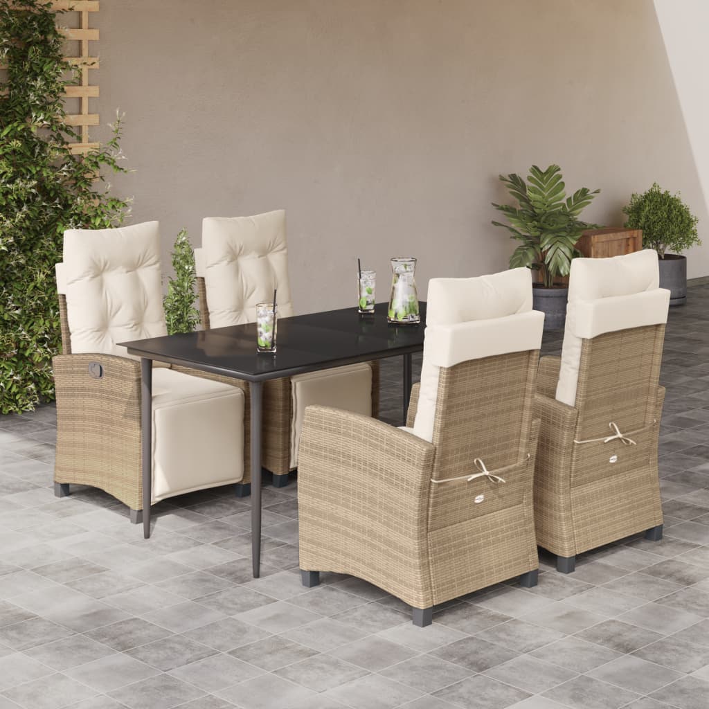 5-delige Tuinset met kussens poly rattan beige is nu te koop bij PeponiXL, paradijselijk wonen!