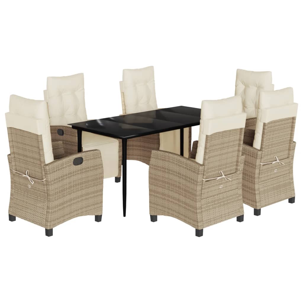 7-delige Tuinset met kussens poly rattan beige is nu te koop bij PeponiXL, paradijselijk wonen!