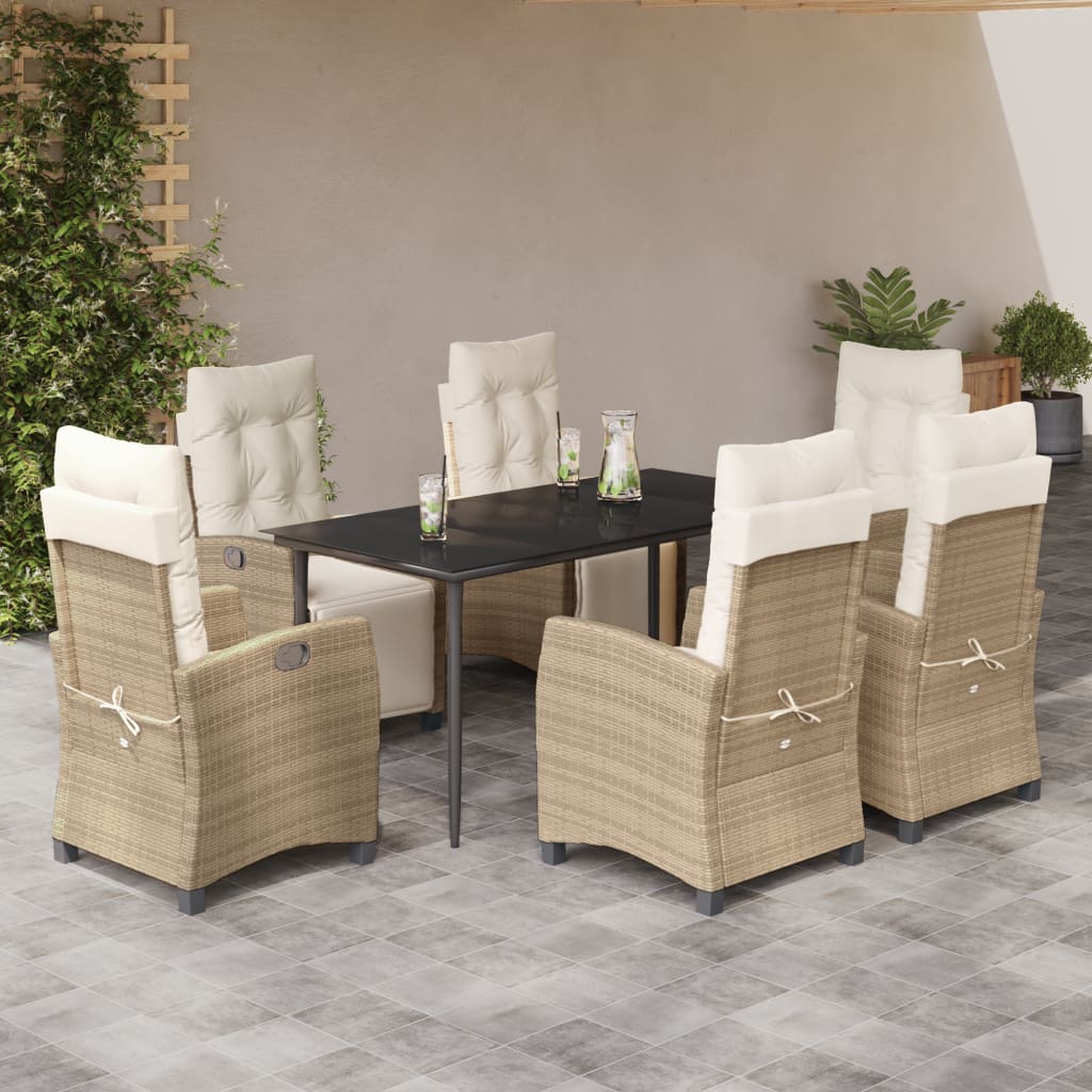 7-delige Tuinset met kussens poly rattan beige is nu te koop bij PeponiXL, paradijselijk wonen!