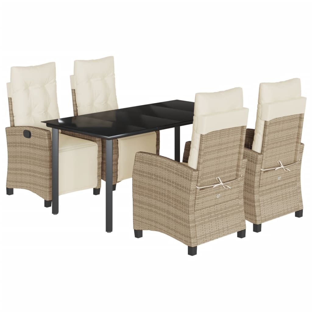 5-delige Tuinset met kussens poly rattan beige is nu te koop bij PeponiXL, paradijselijk wonen!