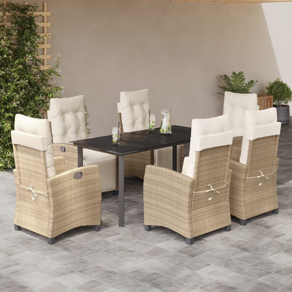 7-delige Tuinset met kussens poly rattan beige is nu te koop bij PeponiXL, paradijselijk wonen!