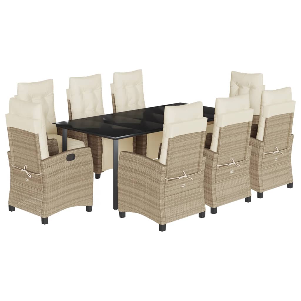 9-delige Tuinset met kussens poly rattan beige is nu te koop bij PeponiXL, paradijselijk wonen!