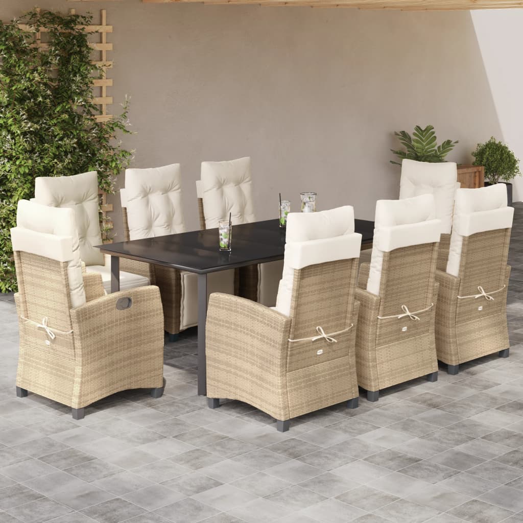 9-delige Tuinset met kussens poly rattan beige is nu te koop bij PeponiXL, paradijselijk wonen!