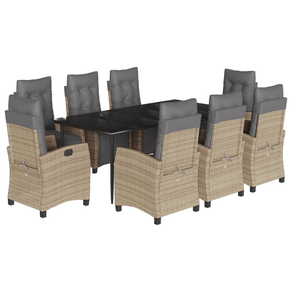 9-delige Tuinset met kussens poly rattan gemengd beige is nu te koop bij PeponiXL, paradijselijk wonen!