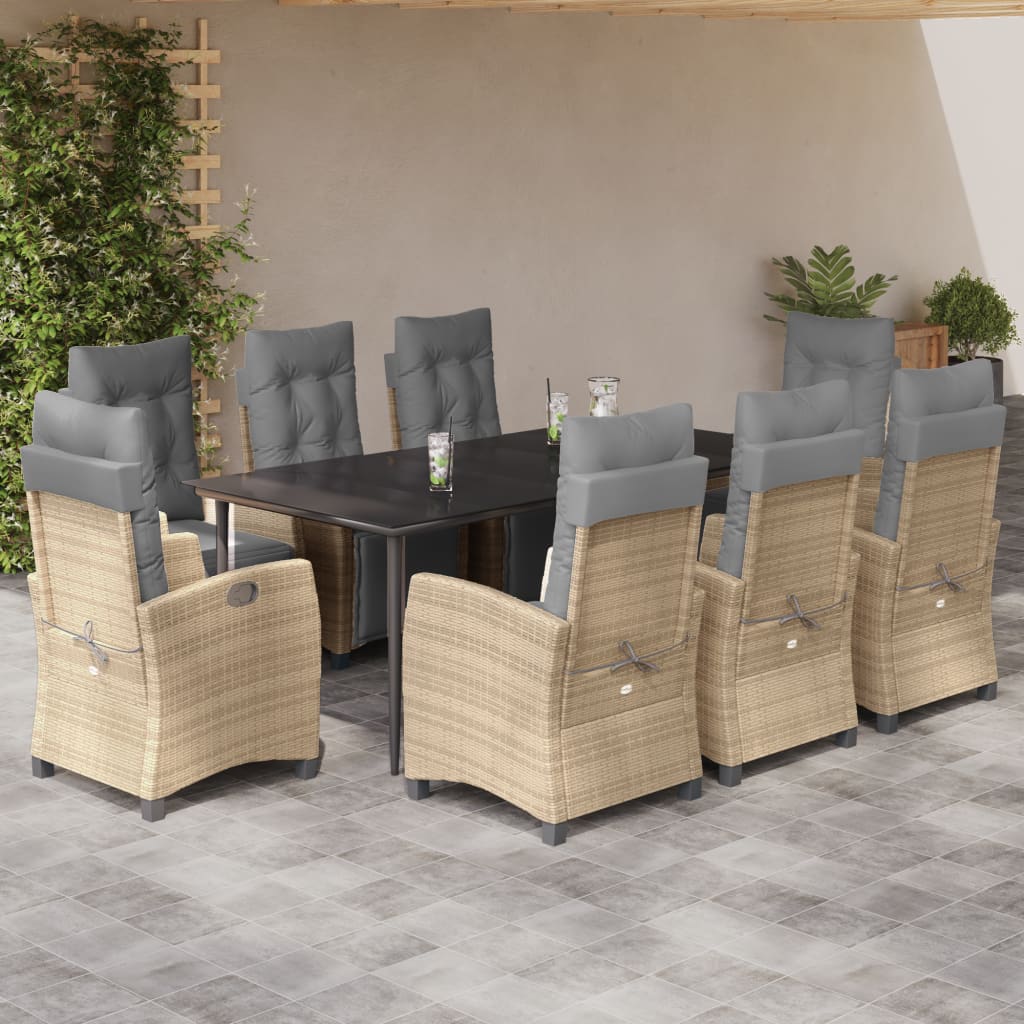 9-delige Tuinset met kussens poly rattan gemengd beige is nu te koop bij PeponiXL, paradijselijk wonen!
