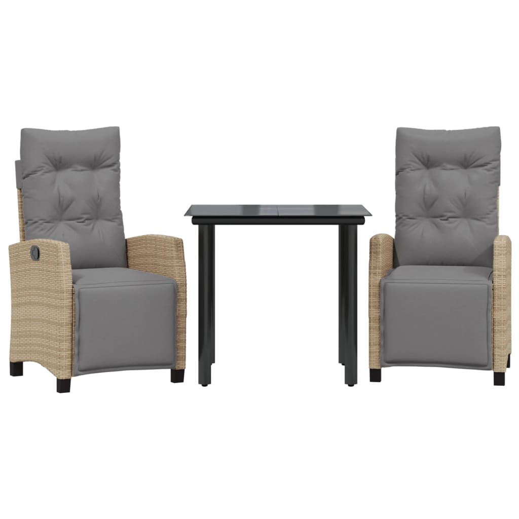 3-delige Tuinset met kussens poly rattan gemengd beige is nu te koop bij PeponiXL, paradijselijk wonen!