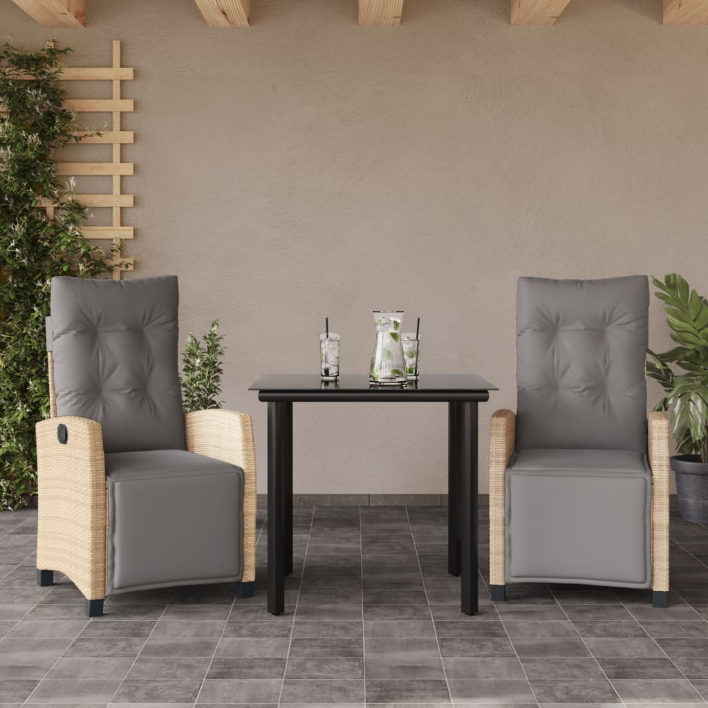 3-delige Tuinset met kussens poly rattan gemengd beige is nu te koop bij PeponiXL, paradijselijk wonen!