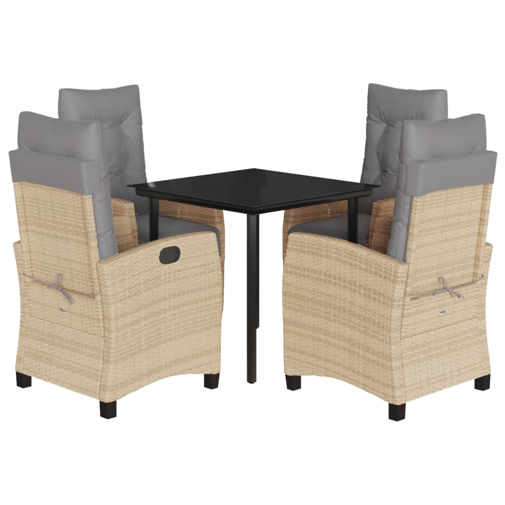 5-delige Tuinset met kussens poly rattan gemengd beige is nu te koop bij PeponiXL, paradijselijk wonen!