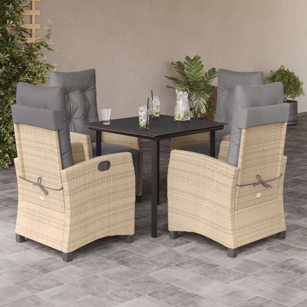 5-delige Tuinset met kussens poly rattan gemengd beige is nu te koop bij PeponiXL, paradijselijk wonen!