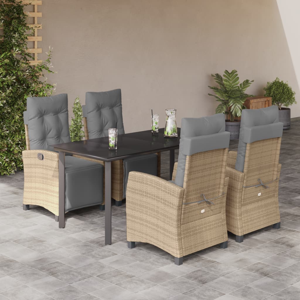 5-delige Tuinset met kussens poly rattan gemengd beige is nu te koop bij PeponiXL, paradijselijk wonen!