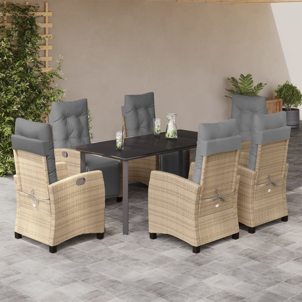 7-delige Tuinset met kussens poly rattan gemengd beige is nu te koop bij PeponiXL, paradijselijk wonen!