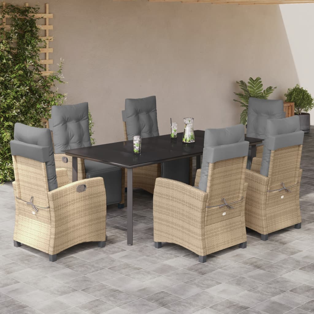 7-delige Tuinset met kussens poly rattan gemengd beige is nu te koop bij PeponiXL, paradijselijk wonen!