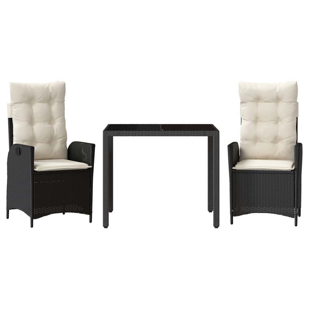 3-delige Tuinset met kussens poly rattan zwart is nu te koop bij PeponiXL, paradijselijk wonen!