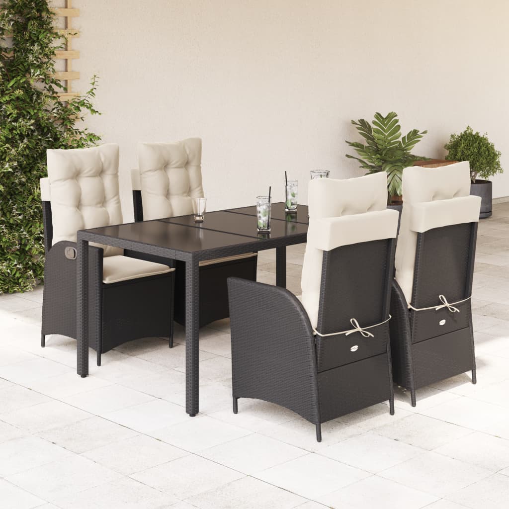 5-delige Tuinset met kussens poly rattan zwart is nu te koop bij PeponiXL, paradijselijk wonen!