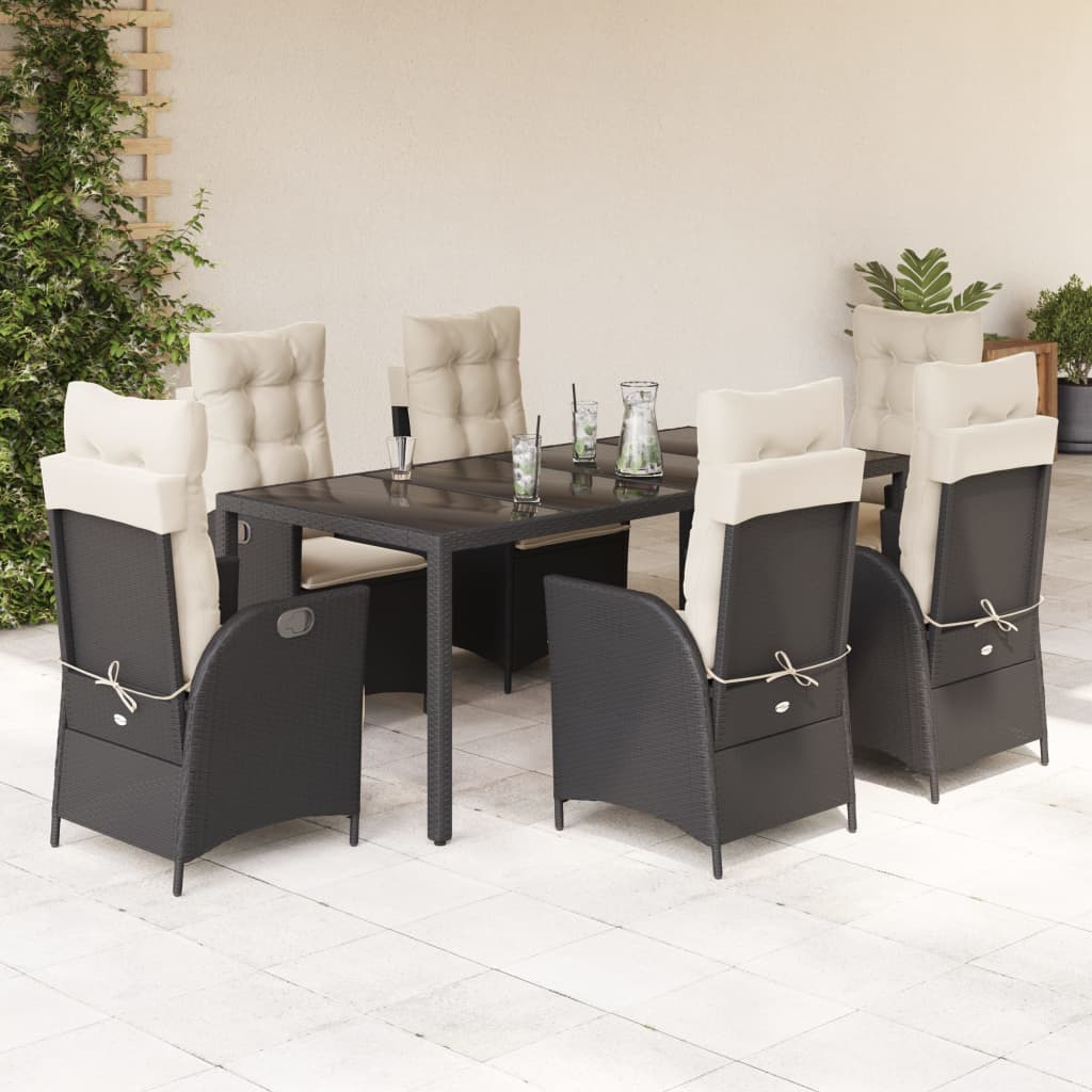 7-delige Tuinset met kussens poly rattan zwart is nu te koop bij PeponiXL, paradijselijk wonen!