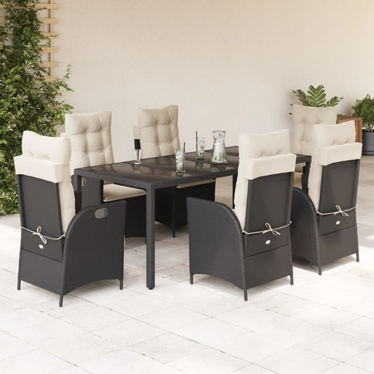 7-delige Tuinset met kussens poly rattan zwart is nu te koop bij PeponiXL, paradijselijk wonen!